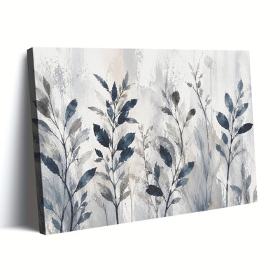 Art sur toile botanique, branche de bleu marine, feuille, aquarelle
