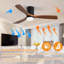 52 Inch Ceiling Fan With Lights 3 Solid Wood Fan Blade Noiseless Reversible Motor Smart Remote Control-540729251-540729240