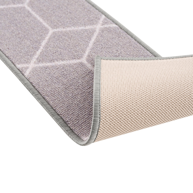 Tapis d’escalier antidérapant à motif hexagonal Tietjen, Gris