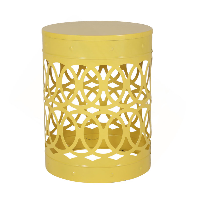 Large Outdoor Metal end Table, Yellow