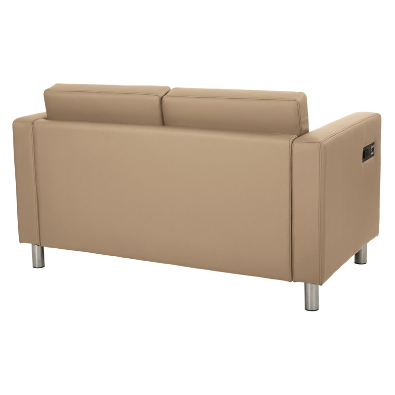 Procter 50.75'' Faux Leather Loveseat, Buff Faux Leather