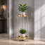 Support pour plante, support de pot de fleur en métal avec plateaux de présentation amovibles, support de rangement polyvalent et table de canapé pour une utilisation intérieure et extérieure