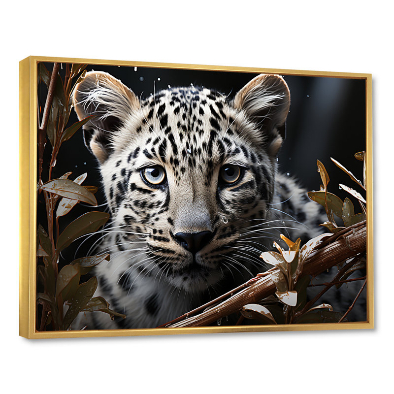«Jungle Leopard Stalk III», reproduction sur toile, Cadre flottant doré, H 12 po x l 20 po x P 1 po
