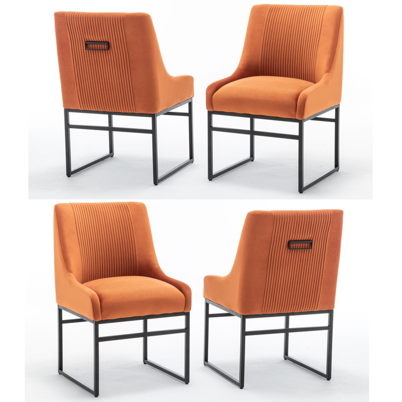 Seymore Velvet Side Chair, Orange