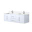 Meuble-lavabo double blanc lustré 60 po X P 22 po D, plateau en marbre de culture et ensemble de robinet-1394972841