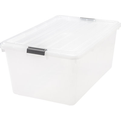 Clear Plastic Stackable Storage Bins w/ Latch Lid