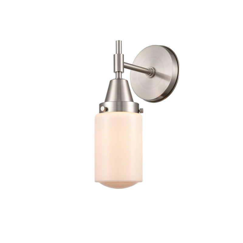 Gayle Armed Sconce, Matte White, 3.5 Vintage LED Bulb, Satin Nickel