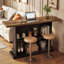 Table de bar 63 po avec tablette de rangement à 2 niveaux et repose-pieds en métal robuste