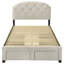 Lit de rangement rembourré 4 tiroirs Aleyna crème-122899834