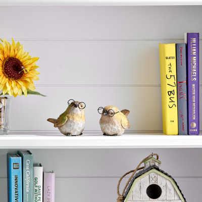 Oiseau de jardin en résine 5 "avec lunettes