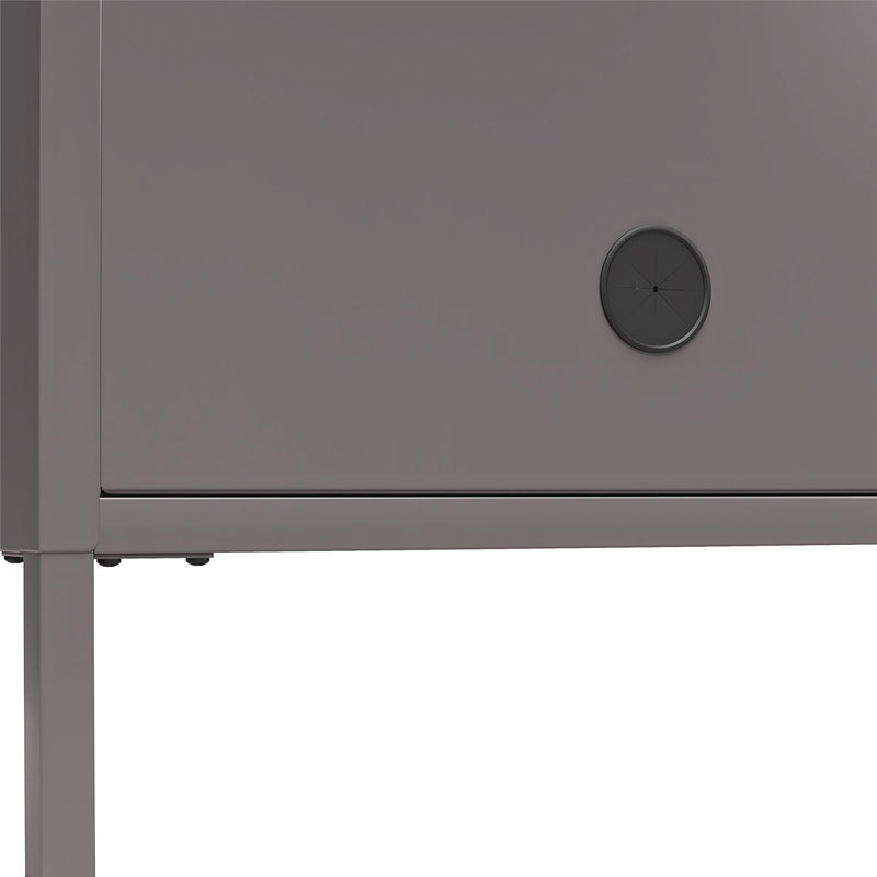 Aprel Metal TV Stand for TVs up to 65" with Perforated Metal Sliding Doors