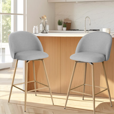 Asotin 26" Seat Height Swivel Upholstered Counter Stools Barstool with Backrest Footrest for Kitchen Island Dining Room