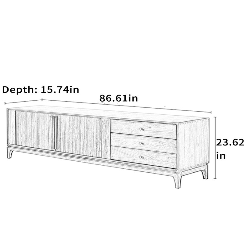 Meuble télé avec volet roulant, 86.61"