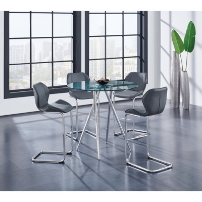 Ensemble de table de bar et tabouret de bar gris