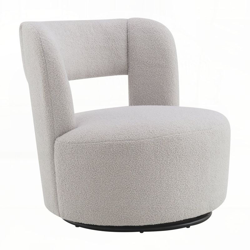 Teddy Fabric Swivel Barrel Chair, Gray Teddy