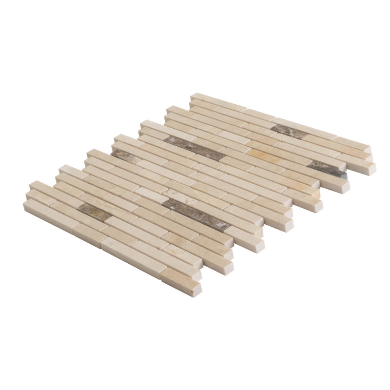 11.6" X 12" Linear Marble Mosaic Tile, Beige