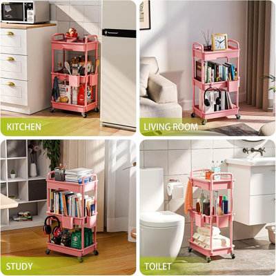 Chariot de rangement roulant avec roulettes, organisateur mobile pour salle de bain, cuisine et bureau