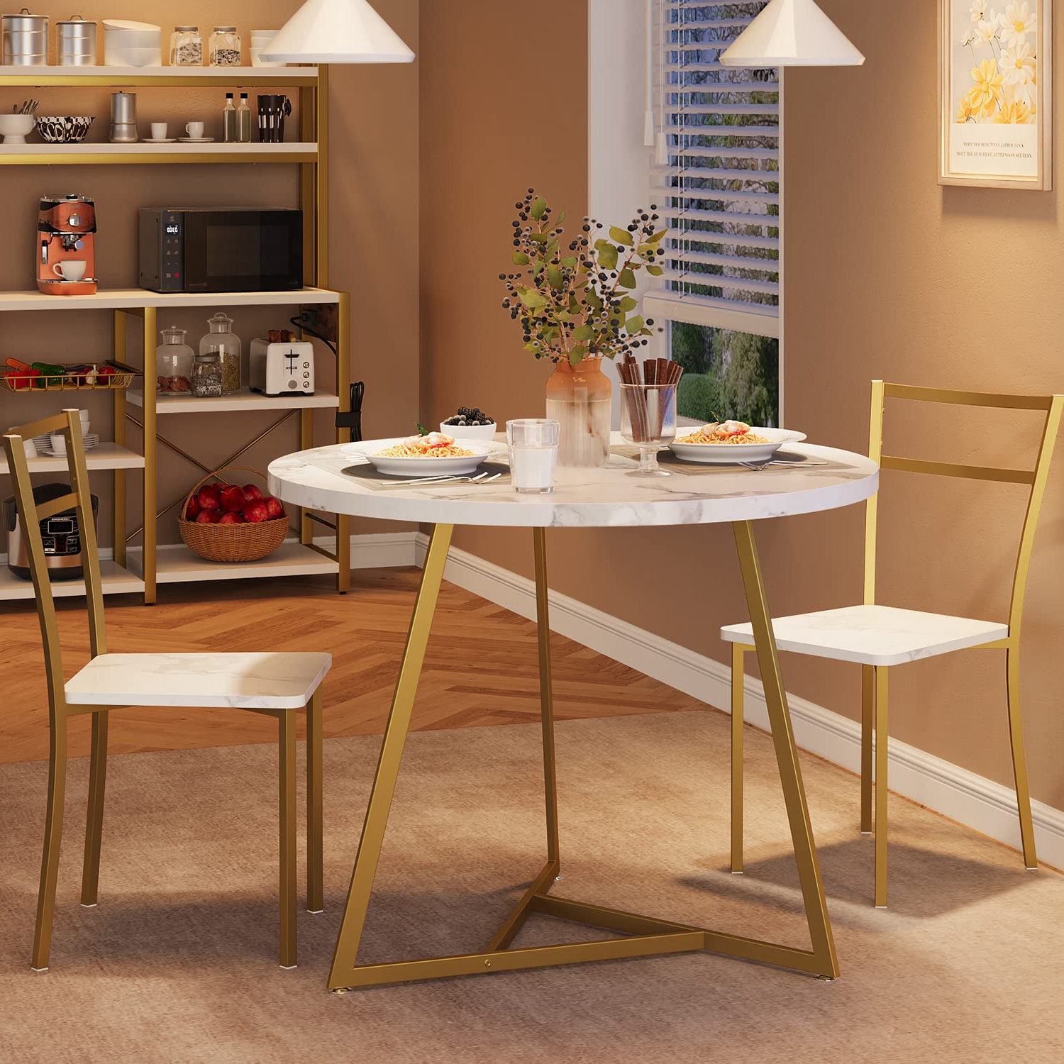 Mercer41 3 Piece Dining Table Set, Round Kitchen Table and Chairs for 2 & Reviews - Wayfair Canada