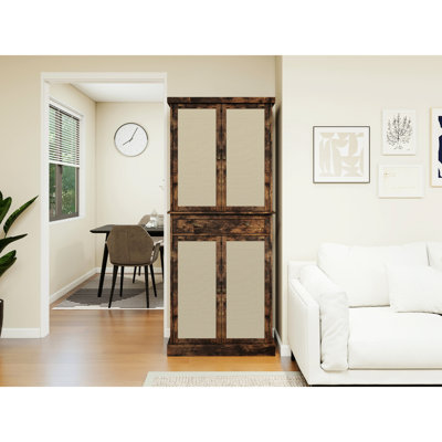 4 Door Cabinet With Drawer, 210lb Load, Engineered , -proof , Sun-, Reduced Color Difference, Scratch-, Adjustable Storage, Metal Hinge 180 Degree Opening 1 210 Lbs Load Capacity, & Delicate Feel,