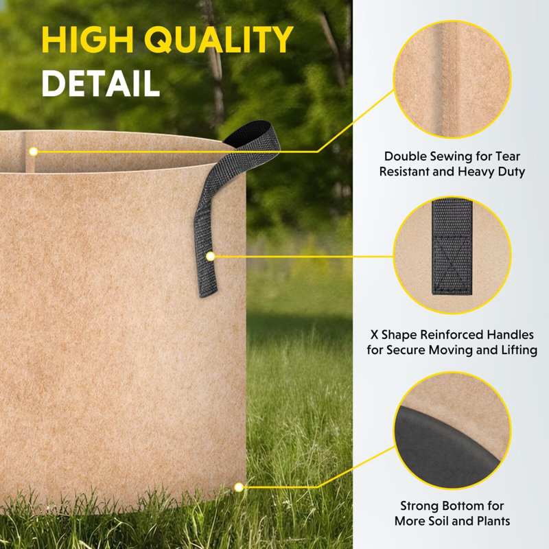 Paquet de 2 sacs de culture pour plantes de 2 gallons par IPower, Tanné