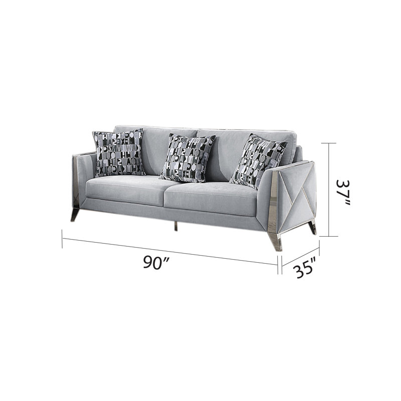 Canapé rembourré Hibbha, Velvet argent