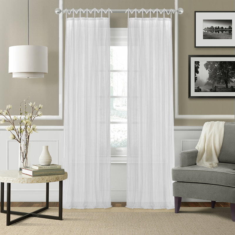 Erasma Sheer Single Curtain Panel, Pink, 50" W x 84" L