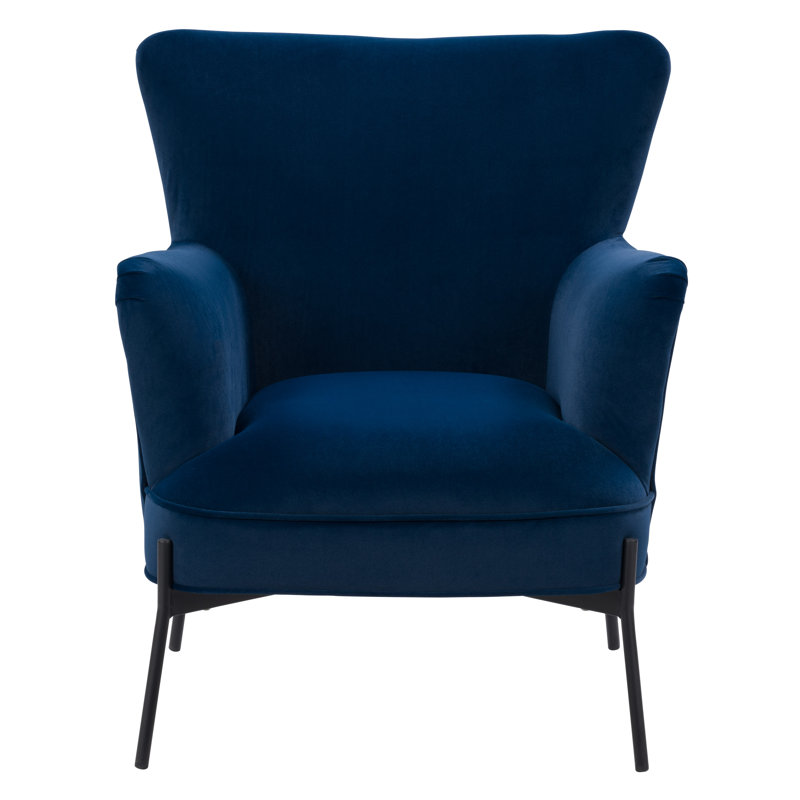 Archuleta Velvet Wingback Chair, Blue Velvet
