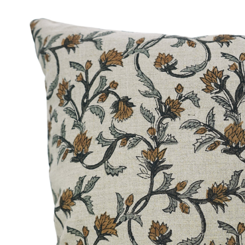 Housse de coussin en lin pur Fabcline, imprimé en bloc, 18"H x 18"W, Rouille, Square