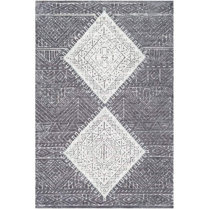 Tapis géométrique brun clair / ivoire Wingo, Rectangle 9 pi x 12 pi