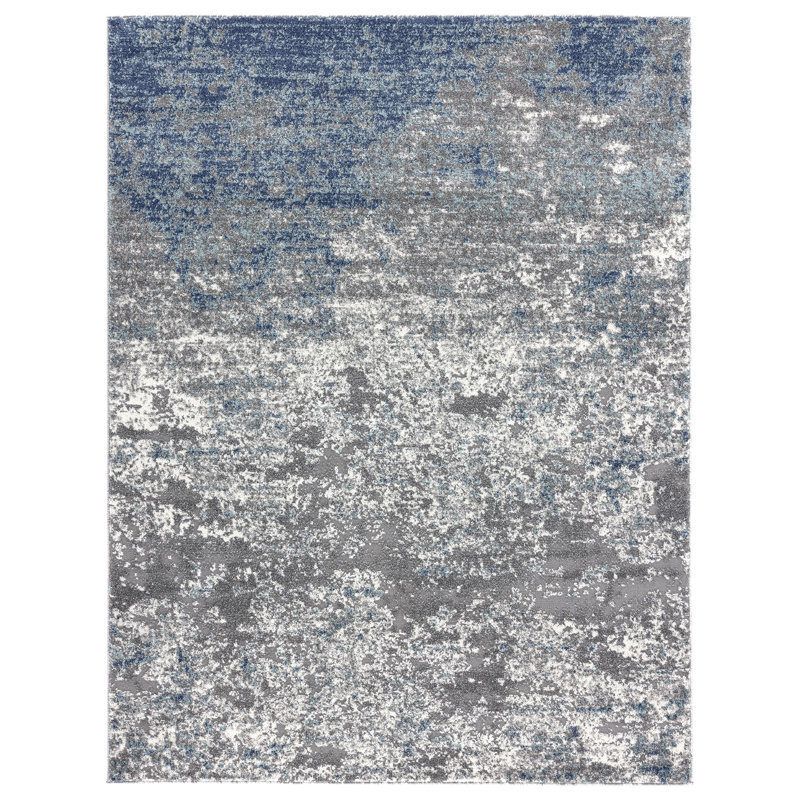 Tapis bleu abstrait Elkhorn, Rectangle 8 pi x 10 pi
