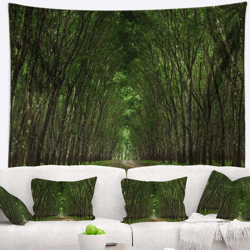 Sentier en tapisserie de forêt verte épaisse, H 32 po x l 39 po