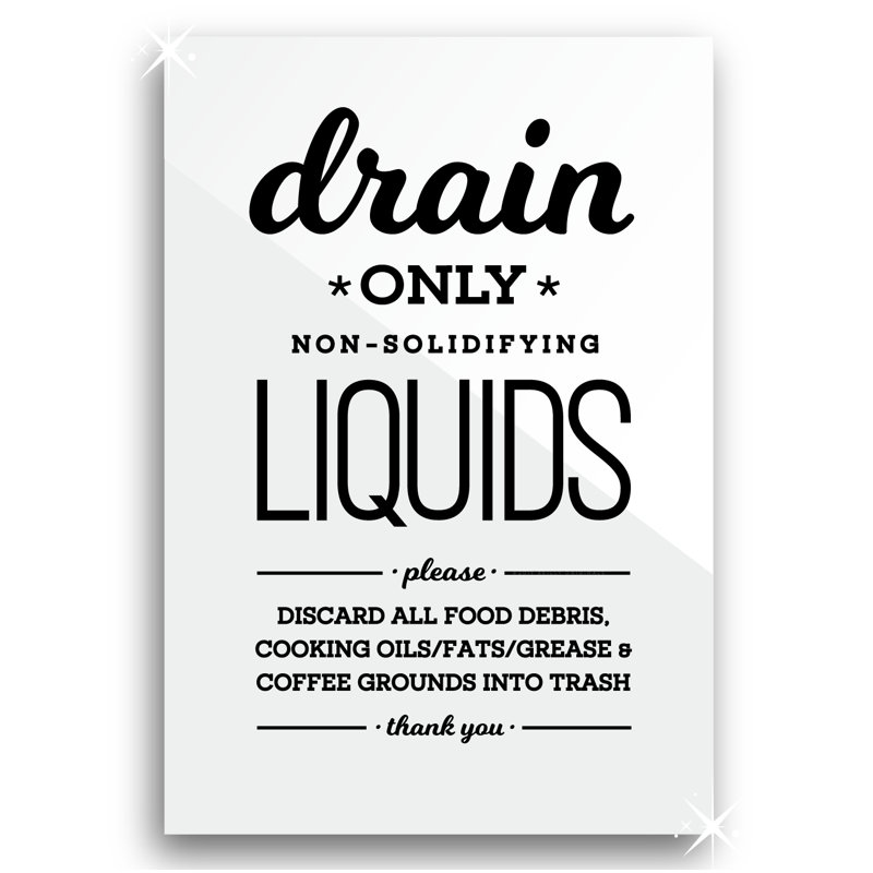 Plaque de cuisine en acrylique Drain Only Liquids