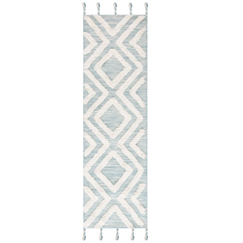 Alimatou Hand Tufted Wool Geometric Rug, Runner 2'3" X 8'