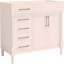 Armoire de rangement de salle de bain autoportante 36 po, meuble-lavabo à cadre en bois massif avec 2 tiroirs, tiroir basculant et tablette réglable en hauteur (lavabo non inclus)