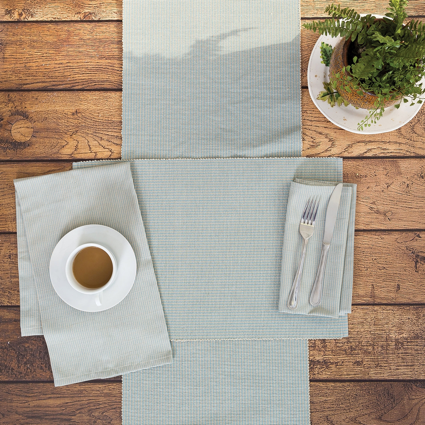 Gilmour 13" Cotton Table Runner, Aegean