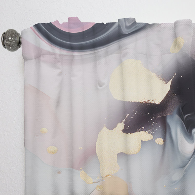 Rebello - Pink And Gold Mysterious Marble II - Modern Curtain - Velvet Room Darkening - 1 panel, 52" W x 90" L