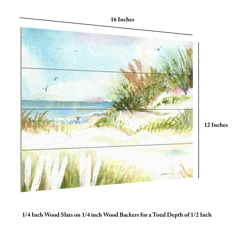 Sheila Golden Beach Day Wood Slat Art, H 12 po x l 16 po