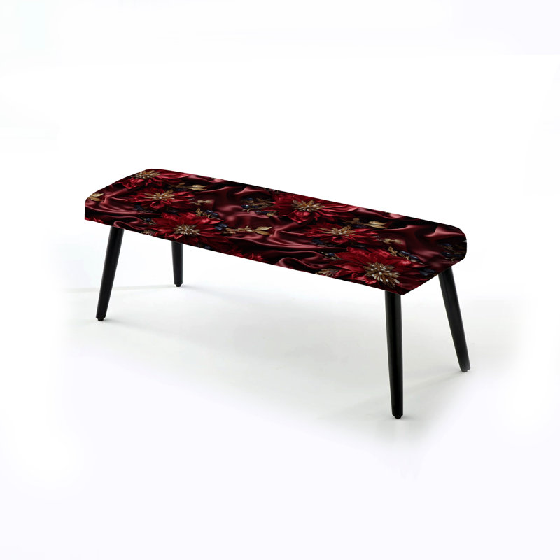 Banc rembourré noir damassé opulent majestueux majestueux