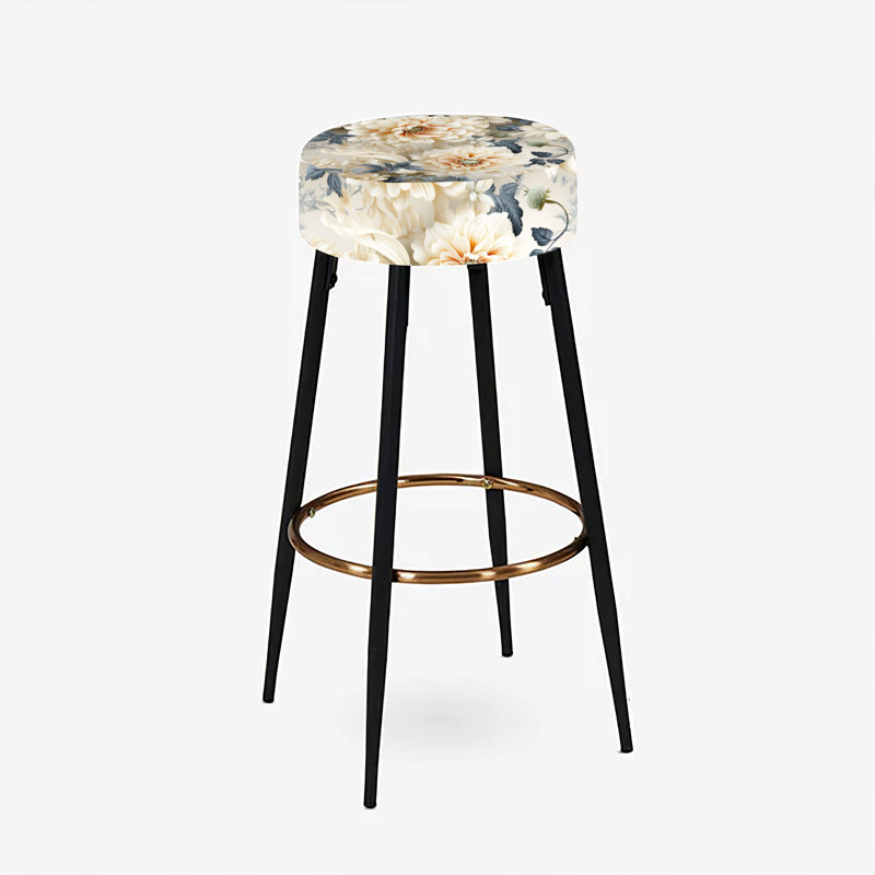 Ensemble de 2 tabourets de bar floraux gris
