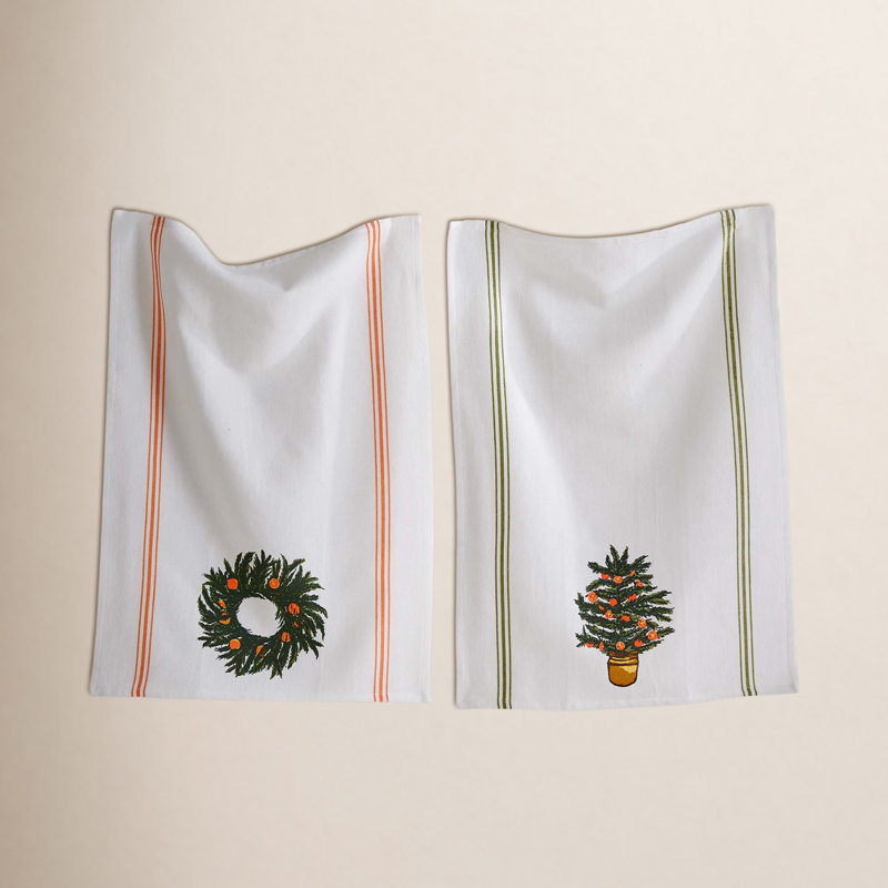  Citrus Tree & Wreath Dishtowel S/2