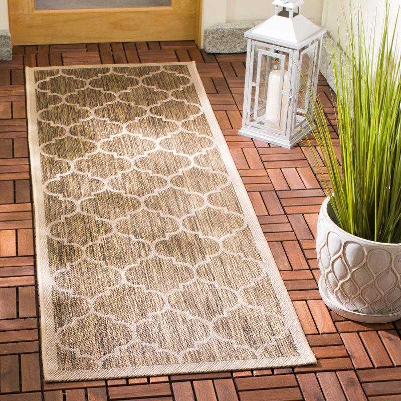 Tapis d'intérieur / extérieur à motif géométrique Herefordshire Performance, Tapis de couloir 2 pi 3 po x 12 pi