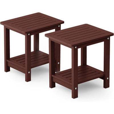 Ensemble de 2 tables d'appoint Adirondack à double couche, table de bout haute de 16 po résistante aux intempéries pour patio, piscine et porche, pour l'intérieur et l'extérieur