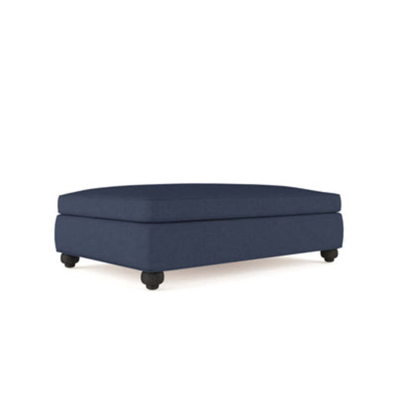 Repose-pieds de table Leroy, Velours moelleux imprimé bleu, Ébène