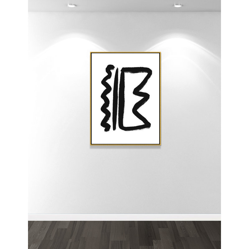 Collection de dessins au trait, reddition encadrée sur toile par Leah Straatsma, H 41,5 po x l 31,5 po x P 2 po, Or