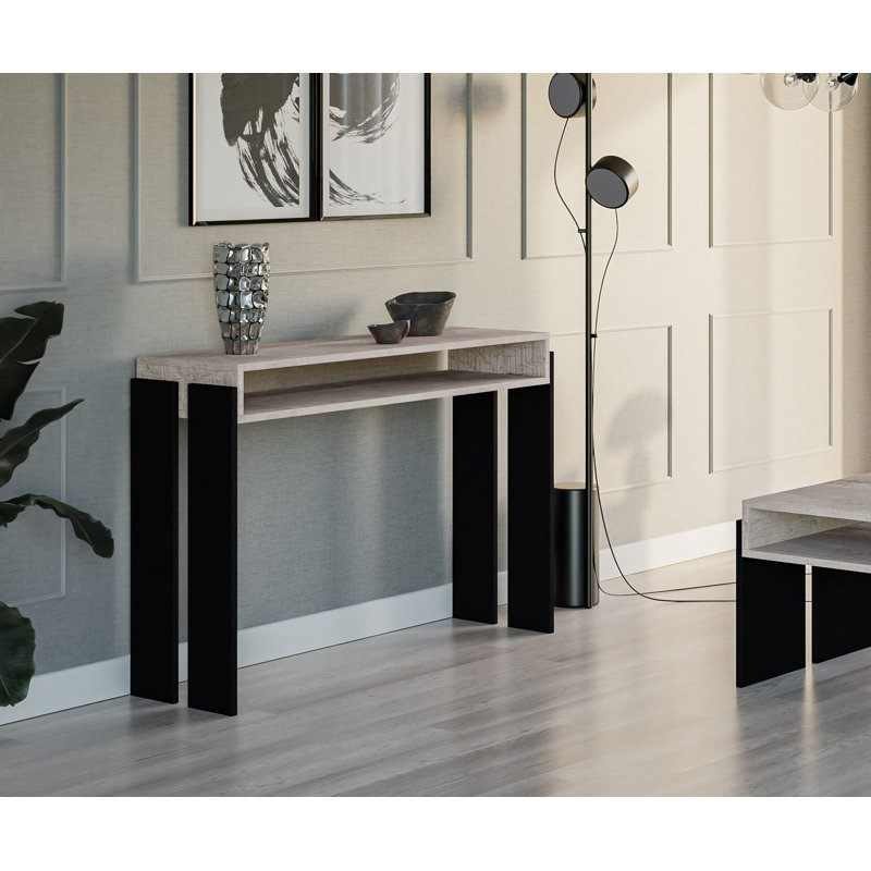 Rumba 110cm Console Table, Oak, Black