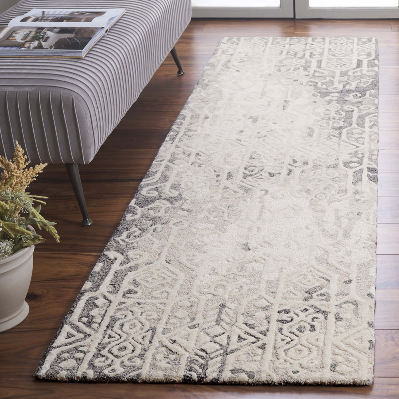 Ebony Hand Tufted Wool Pile Southwestern Rug, Runner 2'3" x 9'
