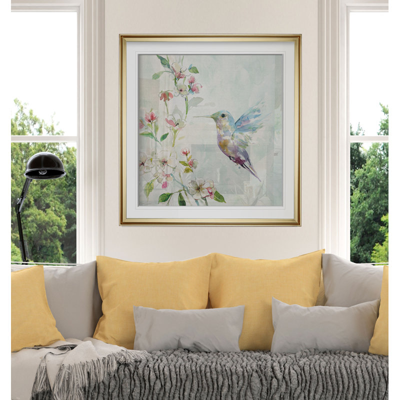 Colibri II - reproduction d'art, H 17,5 po x l 17,5 po x P 1,5 po, Cadre argenté