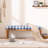 Entryway Upholstered Bench 52.8'' With Solid Wooden Legs, Blue Gingham Linen Shoe Bench Easy To Assemble-403334181