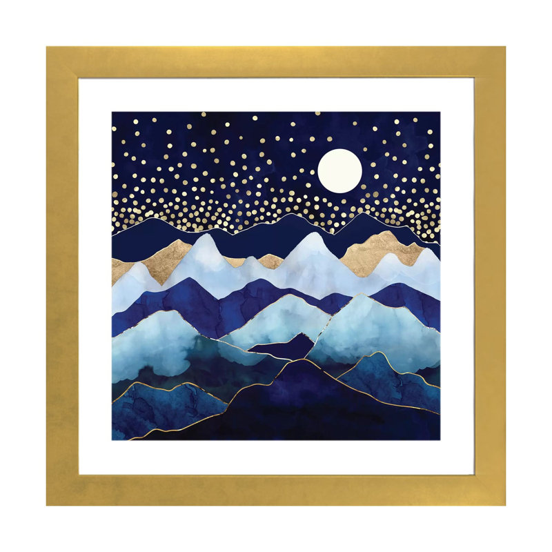 Étoiles de luciole - imprimé, H 24 po x l 24 po x p 1 po, Encadré en papier doré