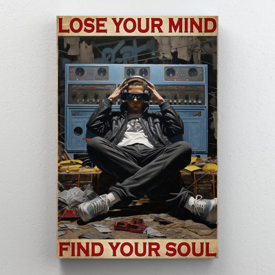 Jariah " Music Lose Your Mind 1 - 1 Piece Rectangle Graphic Art Print On Wrapped Canvas "